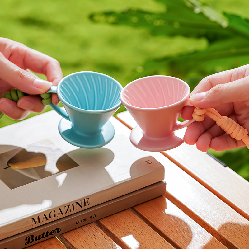 Coffee Equipment V60 - ミニV型ハブモアコーヒーブリューワー、注ぎ口付きコーヒードリッパー、セラミックコーヒーフィルターカップ