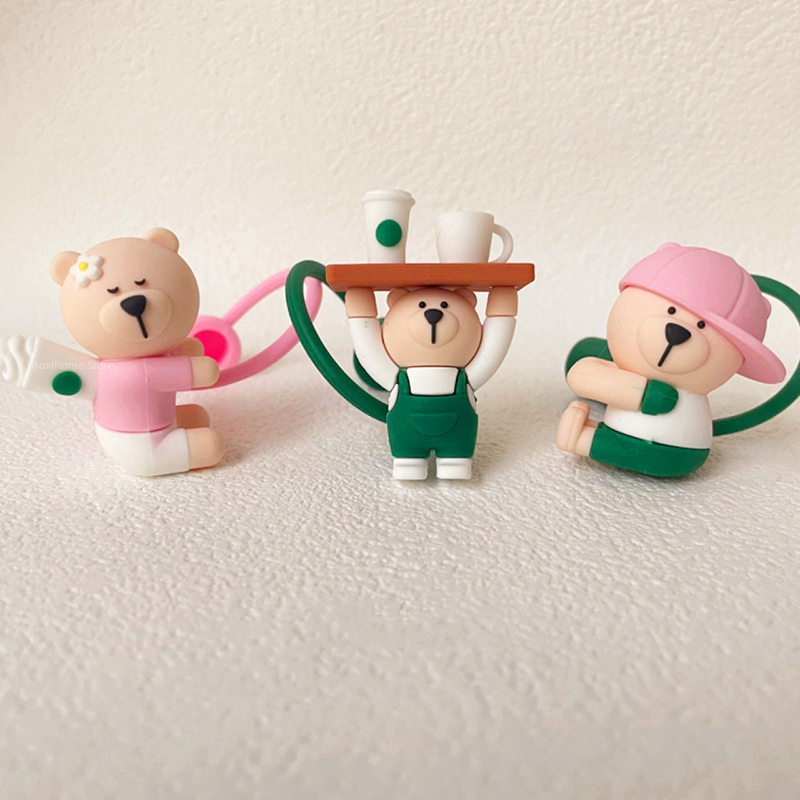 1PC かわいいシリコーンストローカバー漫画クマダストプラグ - Bean Hopper Lid のレビューと価格